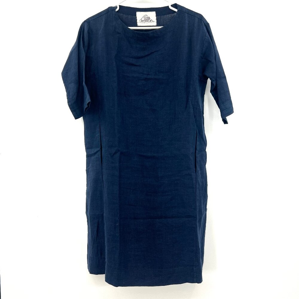 Sugar Candy Mountain 100% Linen Navy Midi Dress Women's Medium